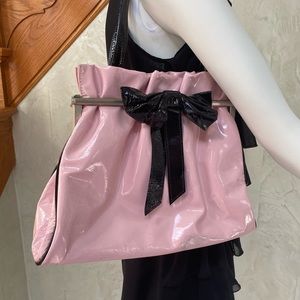Gorgeous M. Antonia Handbag Pink Patent Black Bow